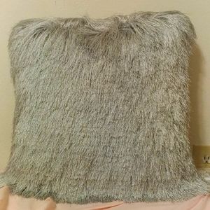 Silver fine shag throw pillow